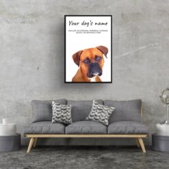 Boxer personalised dog print painting. Framed & un-framed wall art 13 dog paintings prints boxer living room