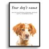 Brittany personalised dog print painting. Framed & un-framed wall art