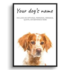 Brittany personalised dog print painting. Framed & un-framed wall art