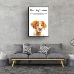 Brittany personalised dog print painting. Framed & un-framed wall art 12 dog paintings prints brittany living room