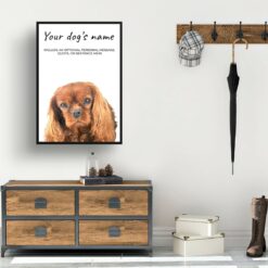 Brown Cavalier King Charles Spaniel personalised dog print painting. Framed & un-framed wall art 14 dog paintings prints brown cavalier king charles hall