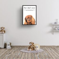 Brown Cavalier King Charles Spaniel personalised dog print painting. Framed & un-framed wall art 13 dog paintings prints brown cavalier king charles kids room