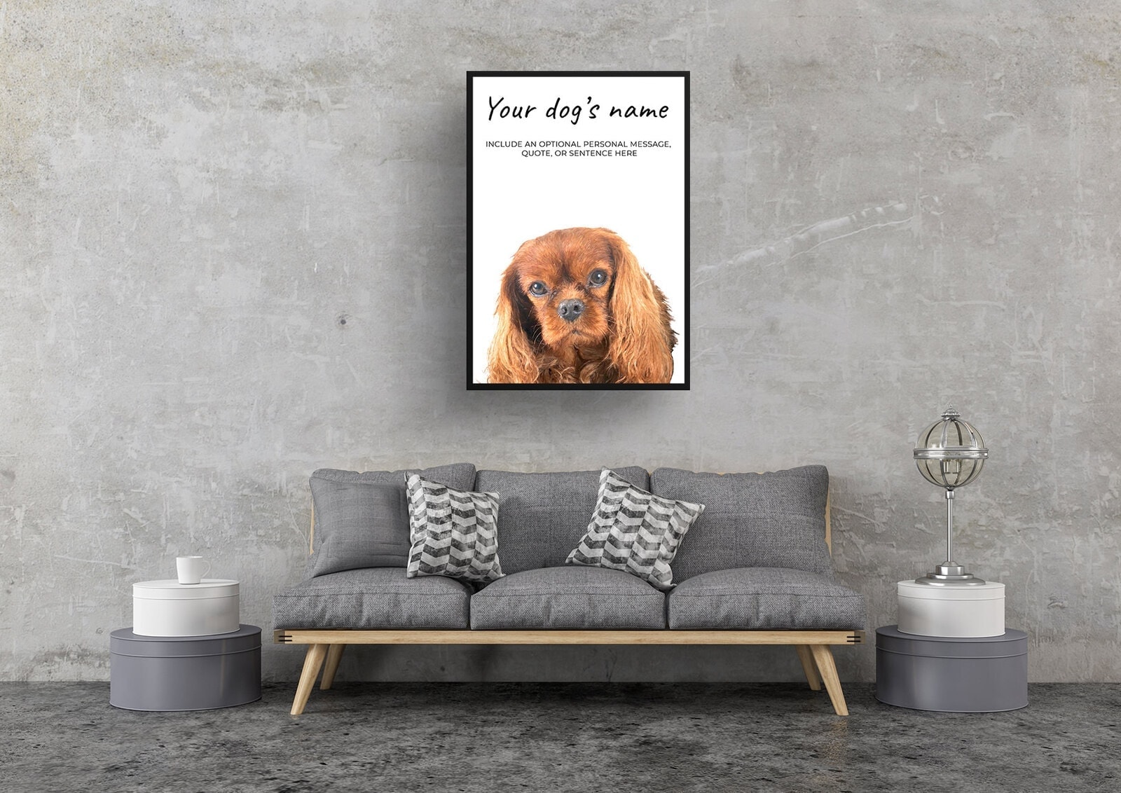 Brown Cavalier King Charles Spaniel personalised dog print painting. Framed & un-framed wall art 6 Brown Cavalier King Charles Spaniel personalised dog print painting. Framed & un-framed wall art - Image 4