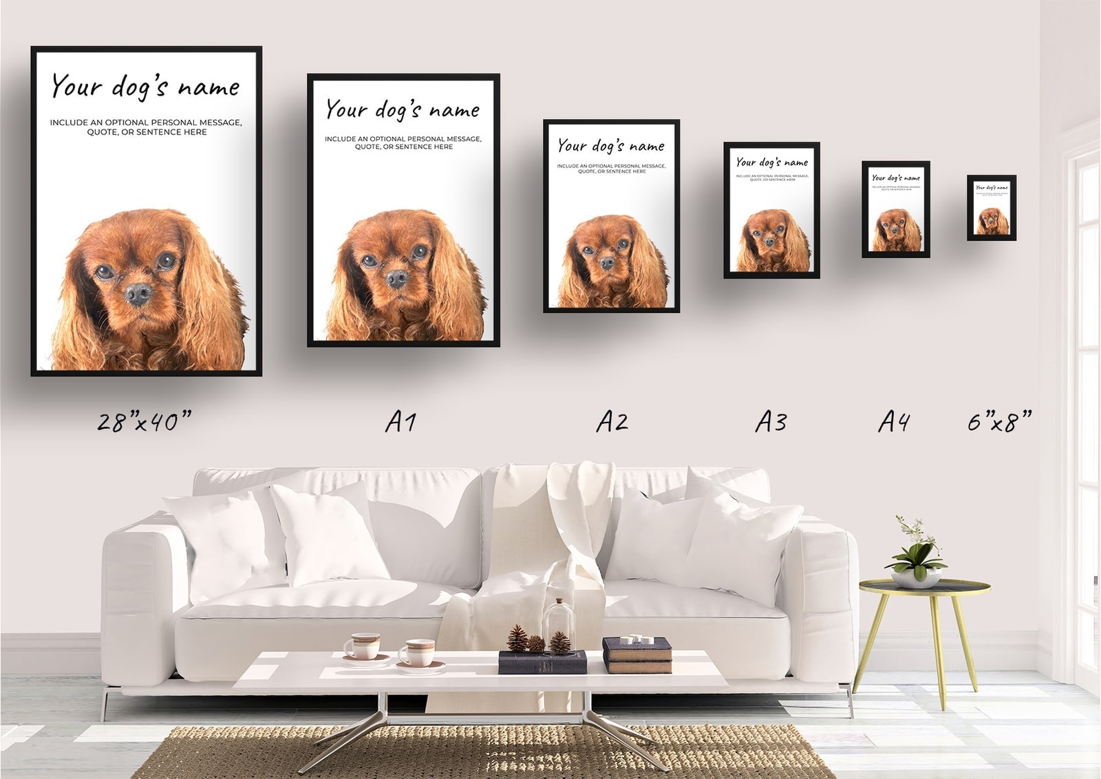 Brown Cavalier King Charles Spaniel personalised dog print painting. Framed & un-framed wall art 4 Brown Cavalier King Charles Spaniel personalised dog print painting. Framed & un-framed wall art - Image 2