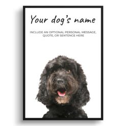 Brown Cockapoo personalised dog print painting. Framed & un-framed wall art