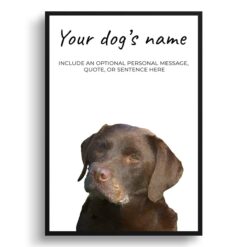 Brown Labrador personalised dog print painting. Framed & un-framed wall art