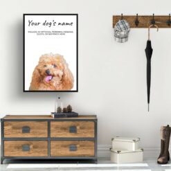 dog paintings prints brown poodle hall