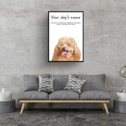 dog paintings prints brown poodle living room