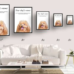 dog paintings prints brown poodle print size comparison