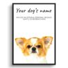 Chihuahua personalised dog print painting. Framed & un-framed wall art 1 dog paintings prints chihuahua front view white