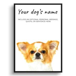 Chihuahua personalised dog print painting. Framed & un-framed wall art