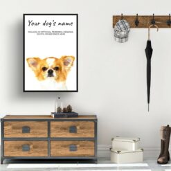 Chihuahua personalised dog print painting. Framed & un-framed wall art 11 dog paintings prints chihuahua hall