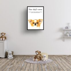 Chihuahua personalised dog print painting. Framed & un-framed wall art 12 dog paintings prints chihuahua kids room