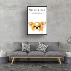 Chihuahua personalised dog print painting. Framed & un-framed wall art 13 dog paintings prints chihuahua living room