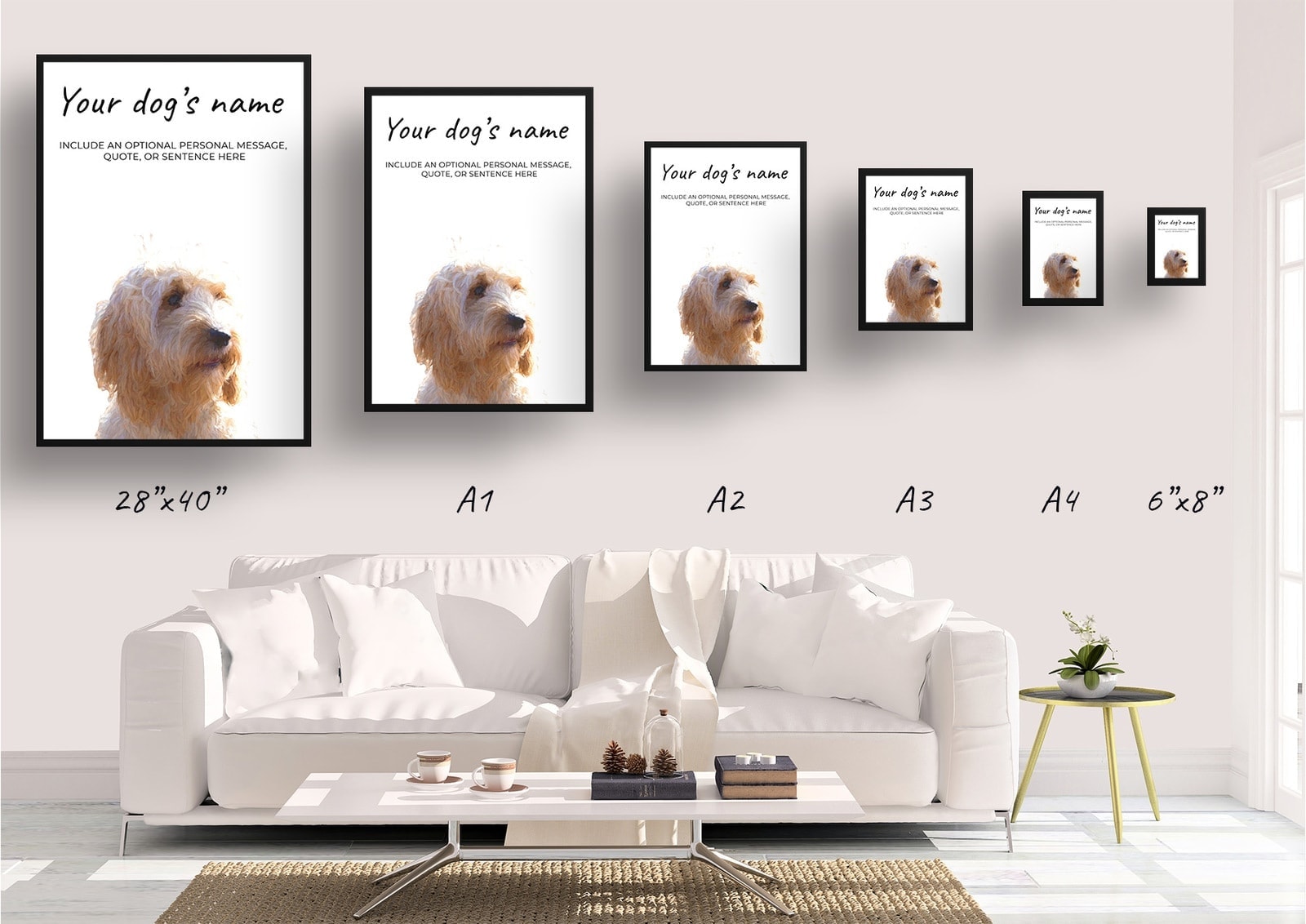 Cockapoo personalised dog print painting. Framed & un-framed wall art 8 Cockapoo personalised dog print painting. Framed & un-framed wall art - Image 7