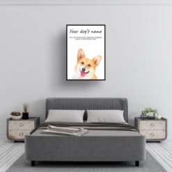 Corgi personalised dog print painting. Framed & un-framed wall art 10 dog paintings prints corgi bedroom