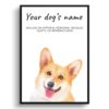 Corgi personalised dog print painting. Framed & un-framed wall art 1 dog paintings prints corgi front view white