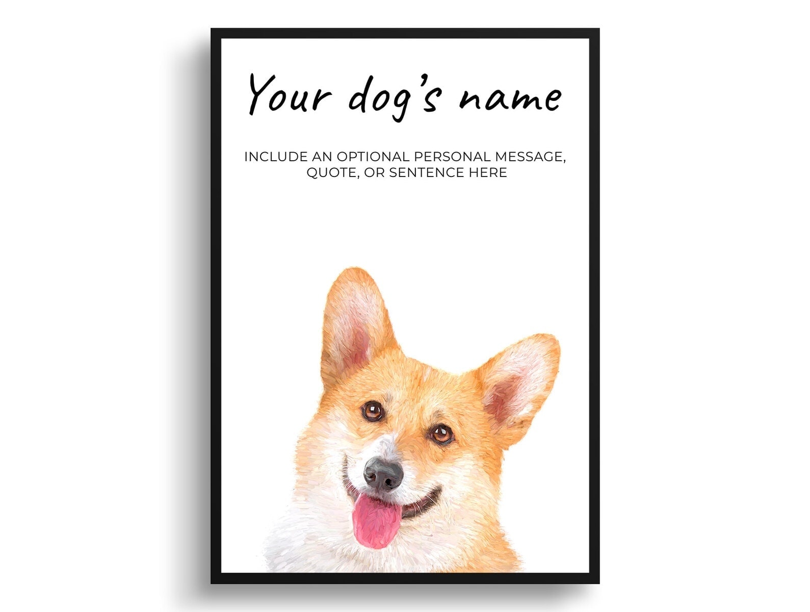 Corgi personalised dog print painting. Framed & un-framed wall art 3 Corgi personalised dog print painting. Framed & un-framed wall art