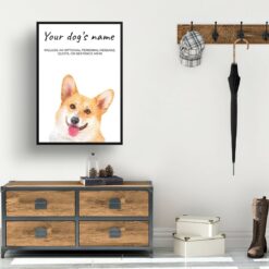 Corgi personalised dog print painting. Framed & un-framed wall art 11 dog paintings prints corgi hall
