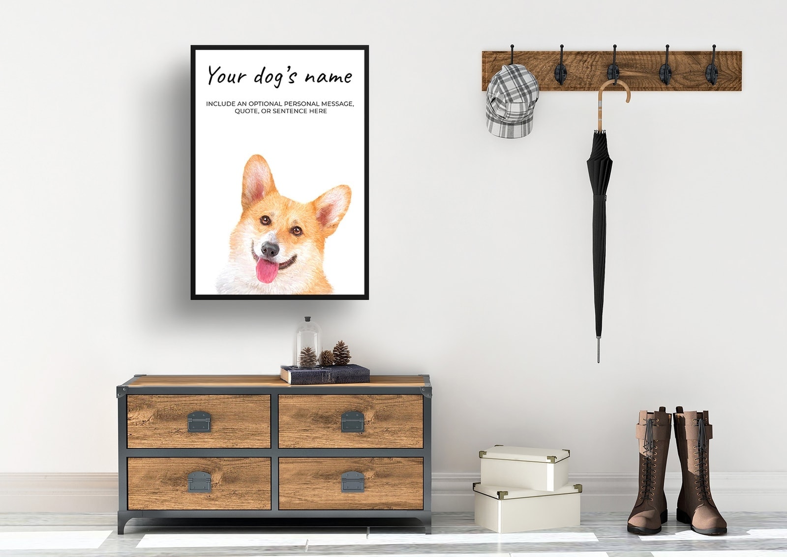 Corgi personalised dog print painting. Framed & un-framed wall art 5 Corgi personalised dog print painting. Framed & un-framed wall art - Image 3