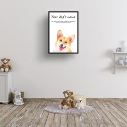 Corgi personalised dog print painting. Framed & un-framed wall art 12 dog paintings prints corgi kids room
