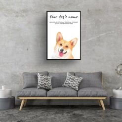 Corgi personalised dog print painting. Framed & un-framed wall art 13 dog paintings prints corgi living room