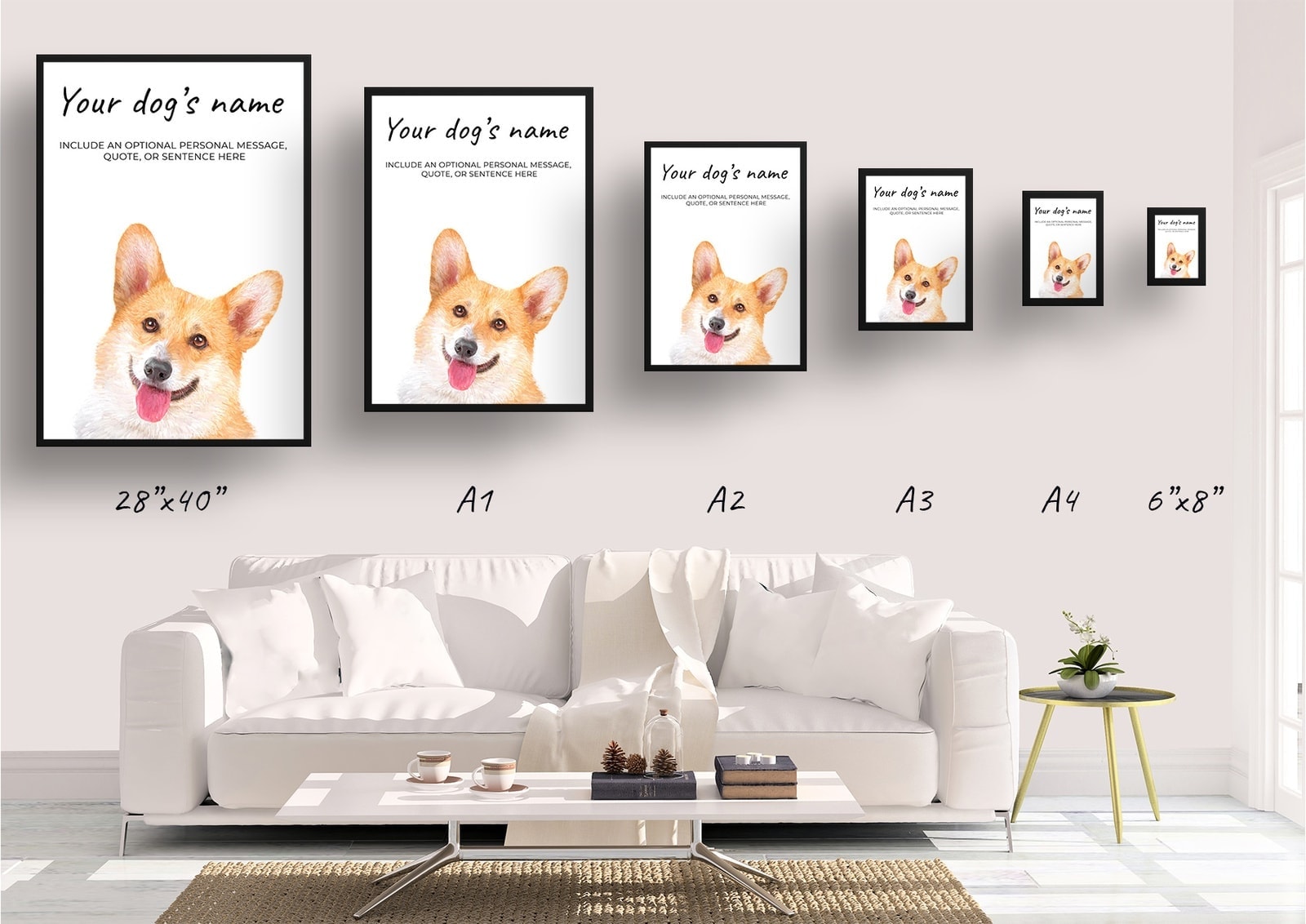 Corgi personalised dog print painting. Framed & un-framed wall art 9 Corgi personalised dog print painting. Framed & un-framed wall art - Image 7