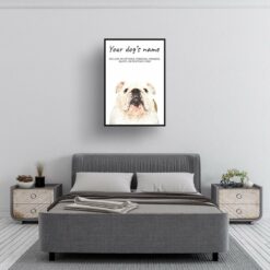 English Bulldog personalised dog print painting. Framed & un-framed wall art 10 dog paintings prints english bulldog bedroom