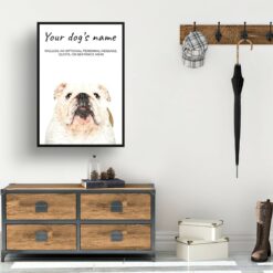 English Bulldog personalised dog print painting. Framed & un-framed wall art 11 dog paintings prints english bulldog hall