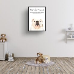 English Bulldog personalised dog print painting. Framed & un-framed wall art 12 dog paintings prints english bulldog kids room