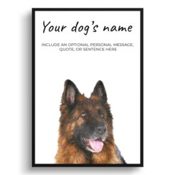 German Shepherd personalised dog print painting. Framed & un-framed wall art