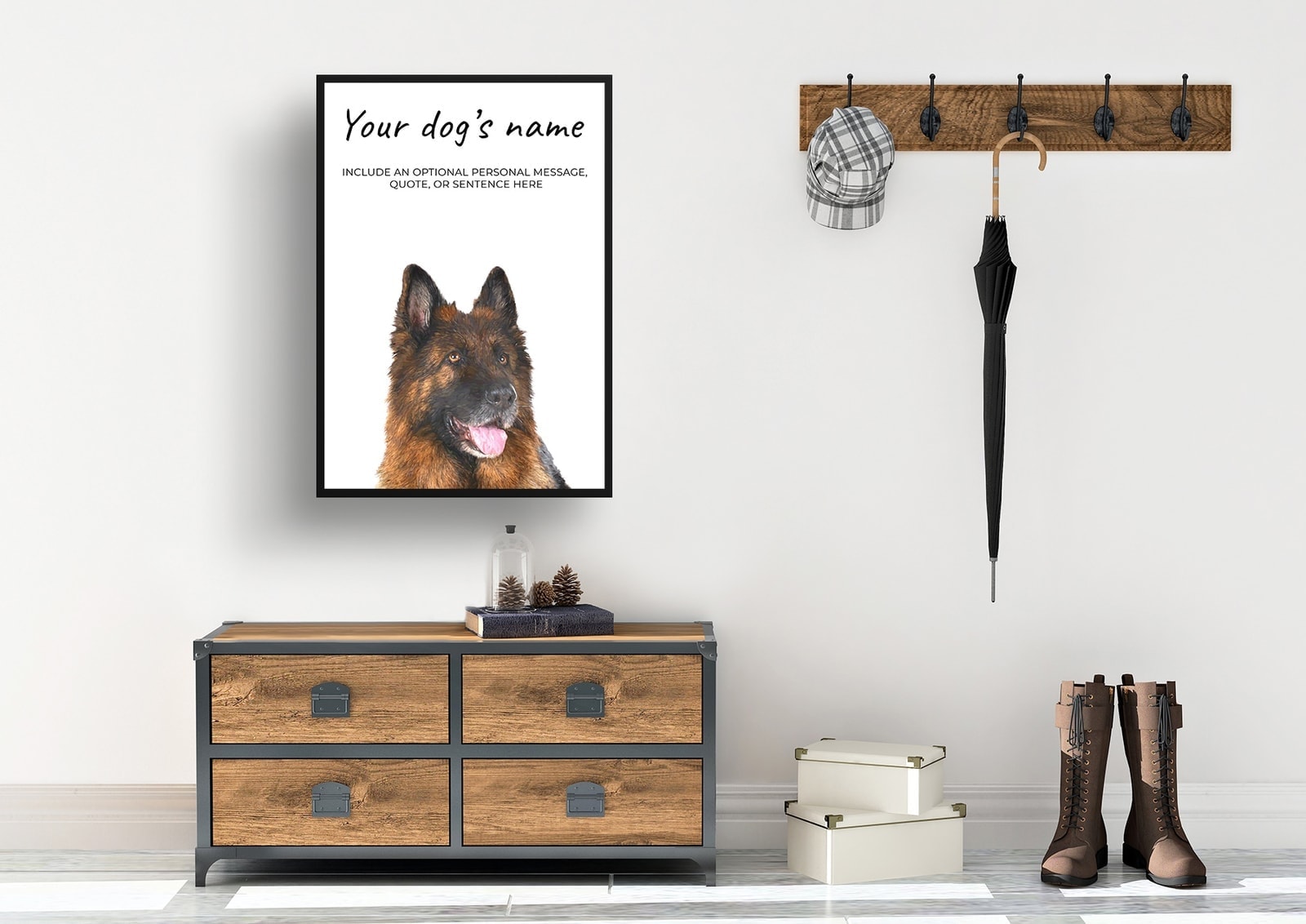 German Shepherd personalised dog print painting. Framed & un-framed wall art 4 German Shepherd personalised dog print painting. Framed & un-framed wall art - Image 3