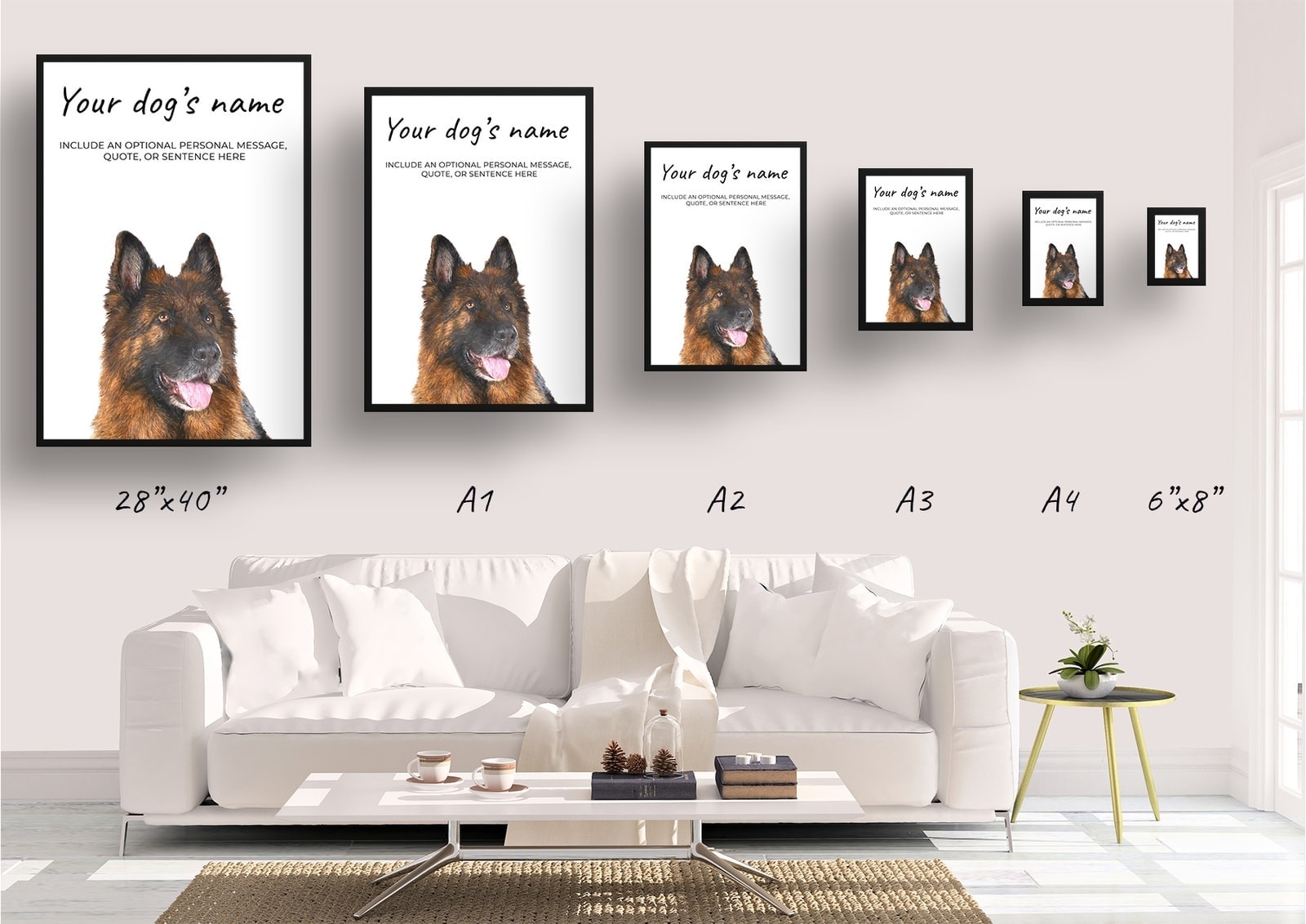 German Shepherd personalised dog print painting. Framed & un-framed wall art 8 German Shepherd personalised dog print painting. Framed & un-framed wall art - Image 7