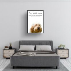 Golden Doodle personalised dog print painting. Framed & un-framed wall art 9 dog paintings prints golden doodle bedroom