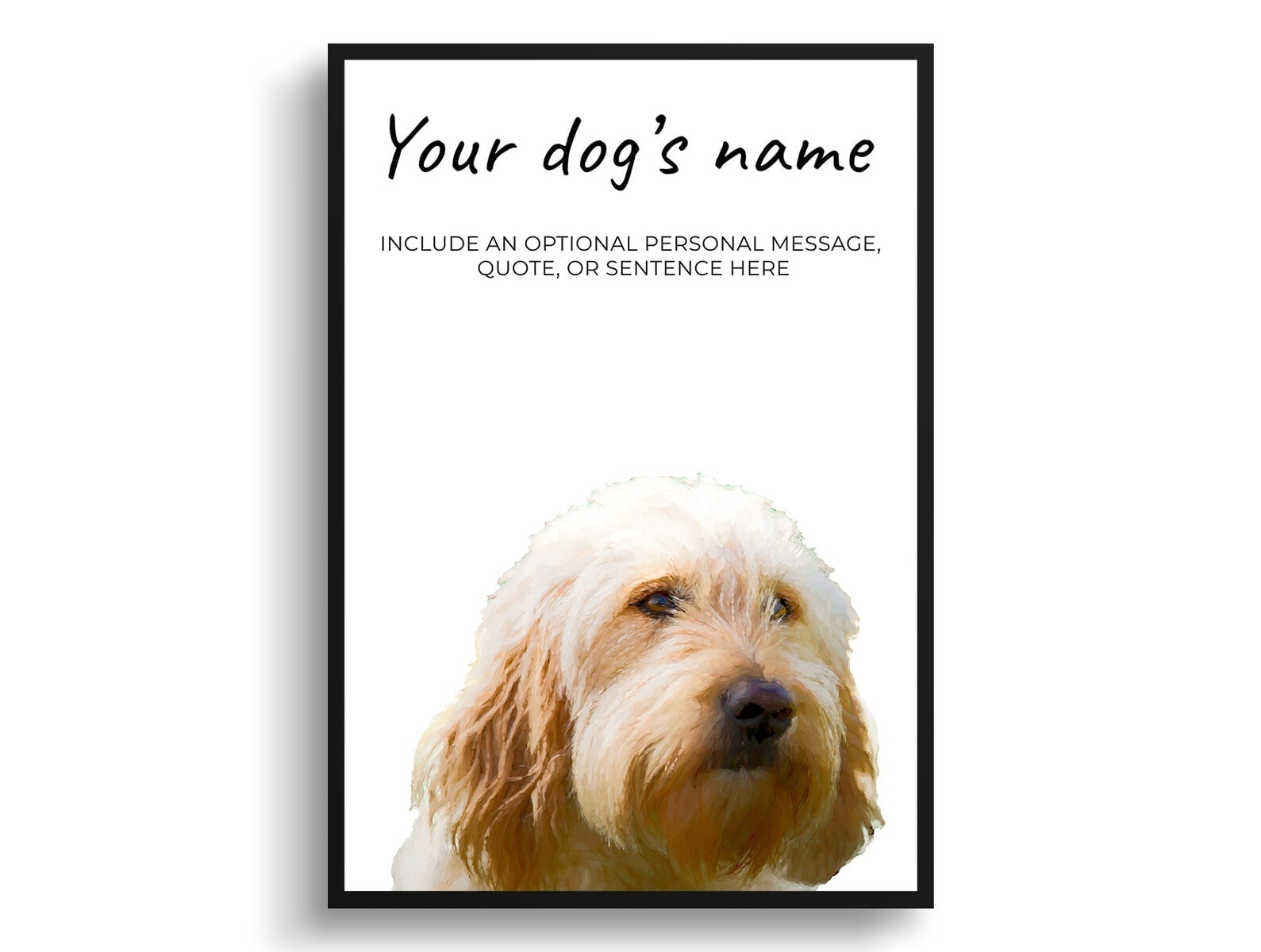 Golden Doodle personalised dog print painting. Framed & un-framed wall art 2 Golden Doodle personalised dog print painting. Framed & un-framed wall art