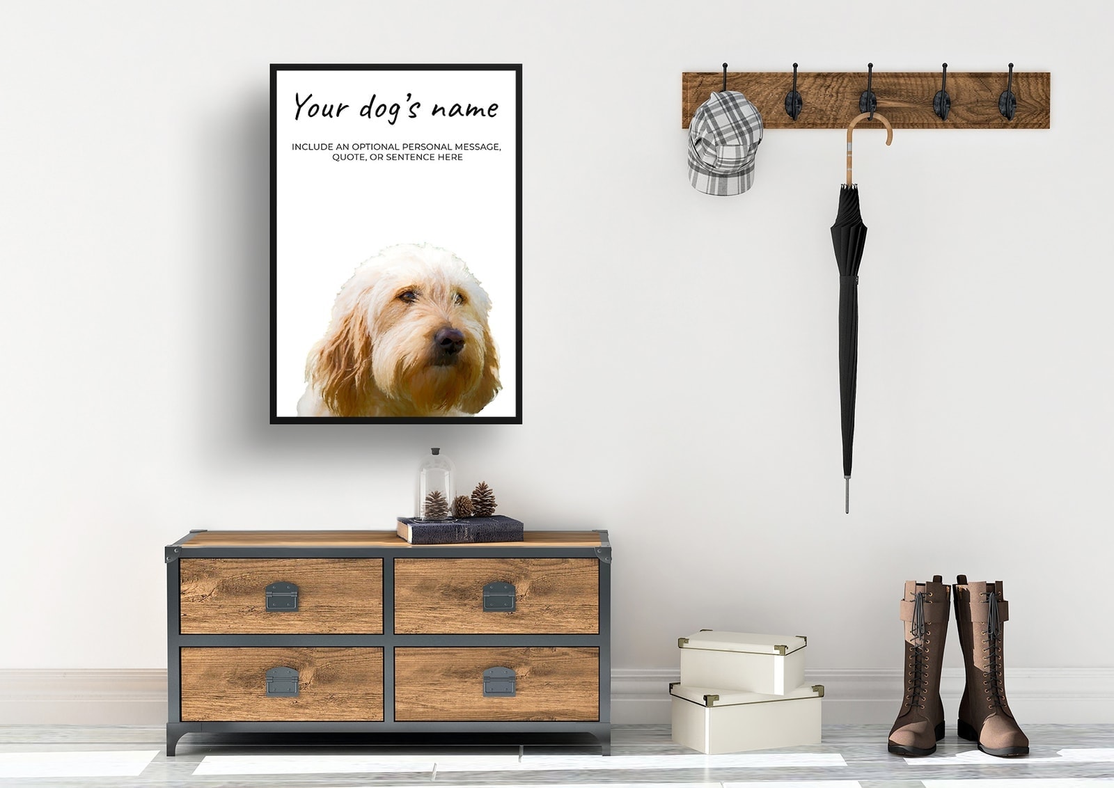 Golden Doodle personalised dog print painting. Framed & un-framed wall art 4 Golden Doodle personalised dog print painting. Framed & un-framed wall art - Image 3