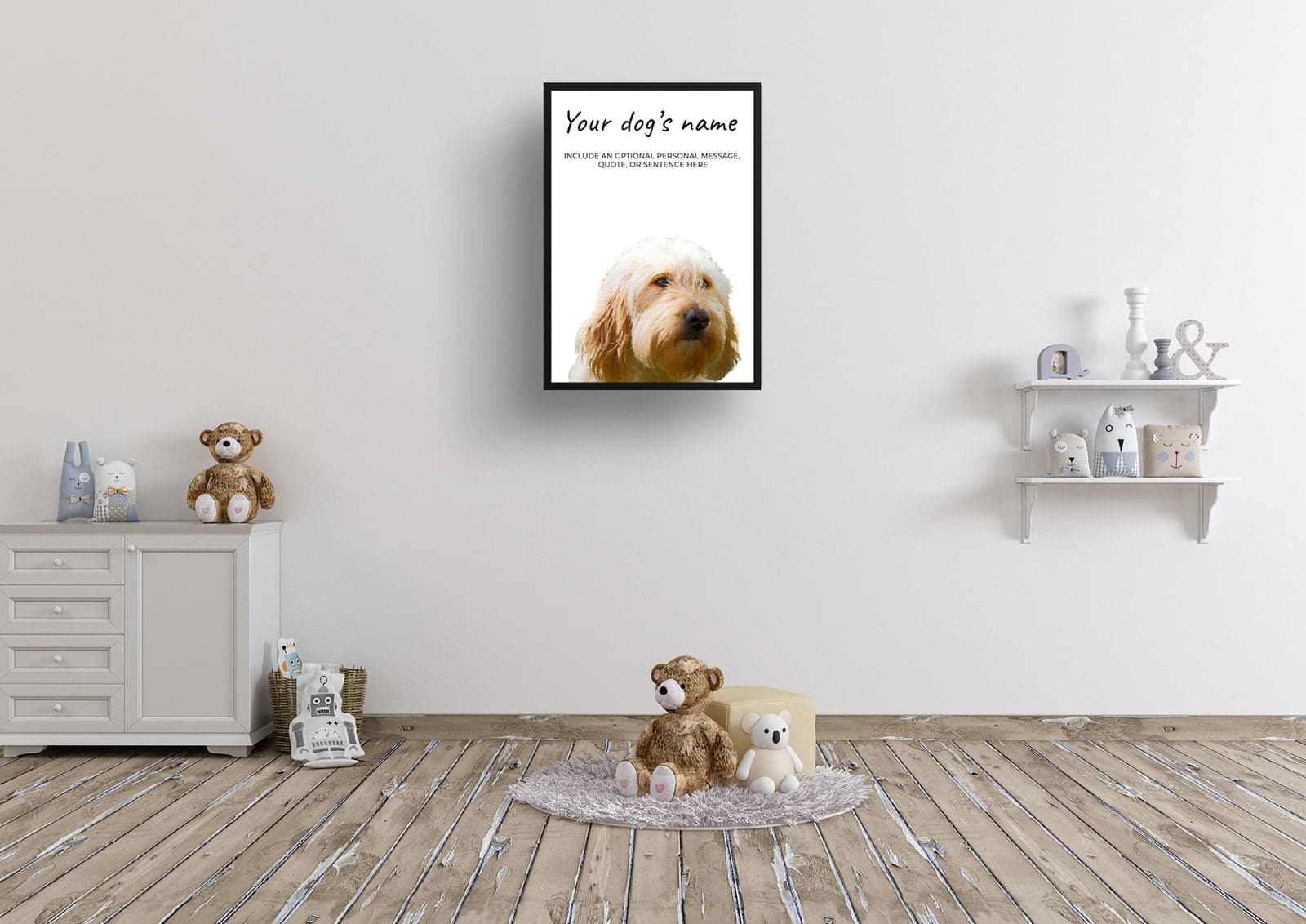 Golden Doodle personalised dog print painting. Framed & un-framed wall art 5 Golden Doodle personalised dog print painting. Framed & un-framed wall art - Image 4