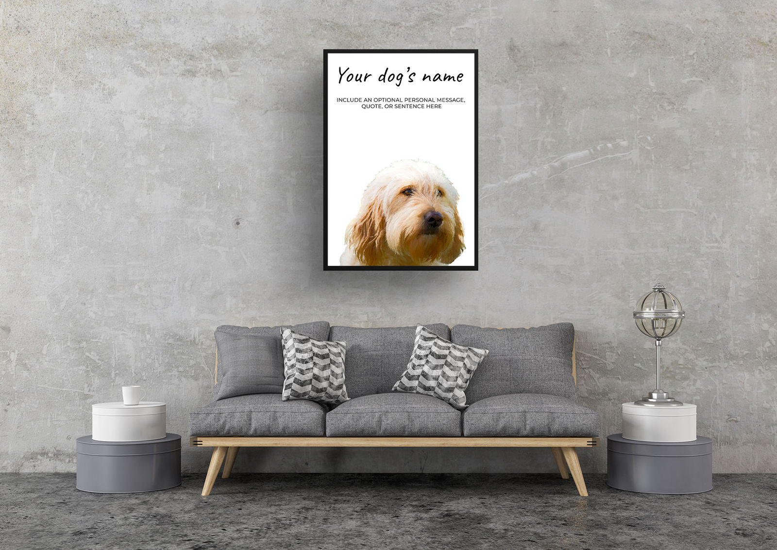 Golden Doodle personalised dog print painting. Framed & un-framed wall art 6 Golden Doodle personalised dog print painting. Framed & un-framed wall art - Image 5