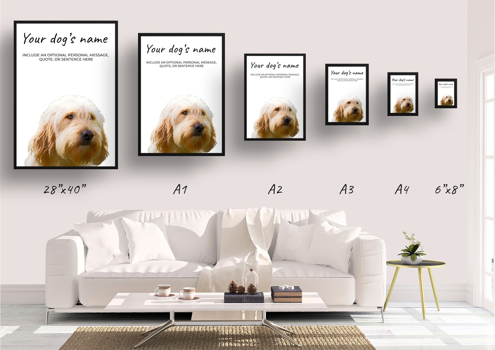 Golden Doodle personalised dog print painting. Framed & un-framed wall art 8 Golden Doodle personalised dog print painting. Framed & un-framed wall art - Image 7