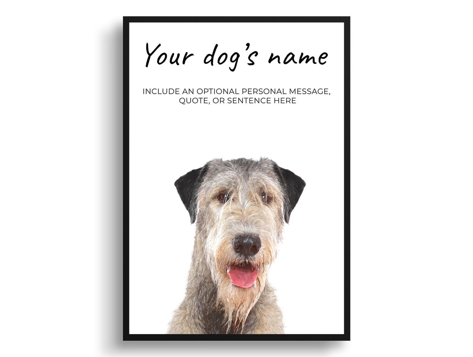 Irish Wolf Hound personalised dog print painting. Framed & un-framed wall art 2 Irish Wolf Hound personalised dog print painting. Framed & un-framed wall art