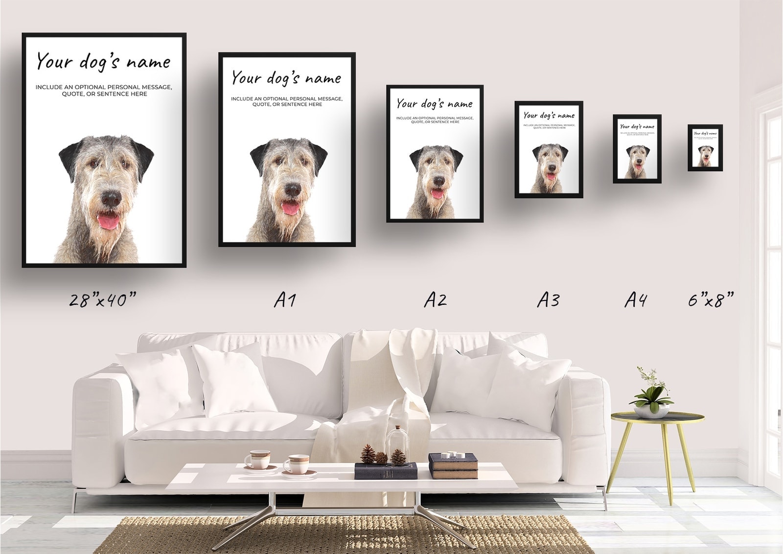 Irish Wolf Hound personalised dog print painting. Framed & un-framed wall art 8 Irish Wolf Hound personalised dog print painting. Framed & un-framed wall art - Image 7