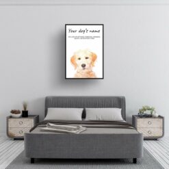 Labradoodle personalised dog print painting. Framed & un-framed wall art 9 dog paintings prints labradoodle bedroom