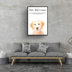 Labradoodle personalised dog print painting. Framed & un-framed wall art 12 dog paintings prints labradoodle living room