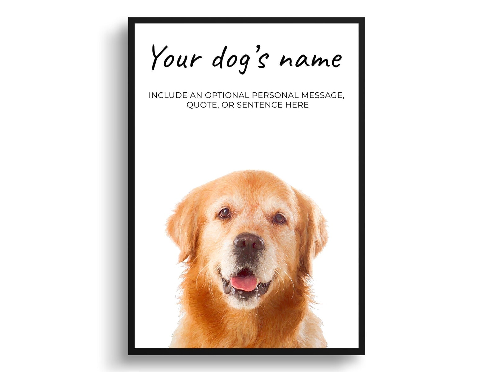 Golden Retriever personalised dog print painting. Framed & un-framed wall art 3 Golden Retriever personalised dog print painting. Framed & un-framed wall art
