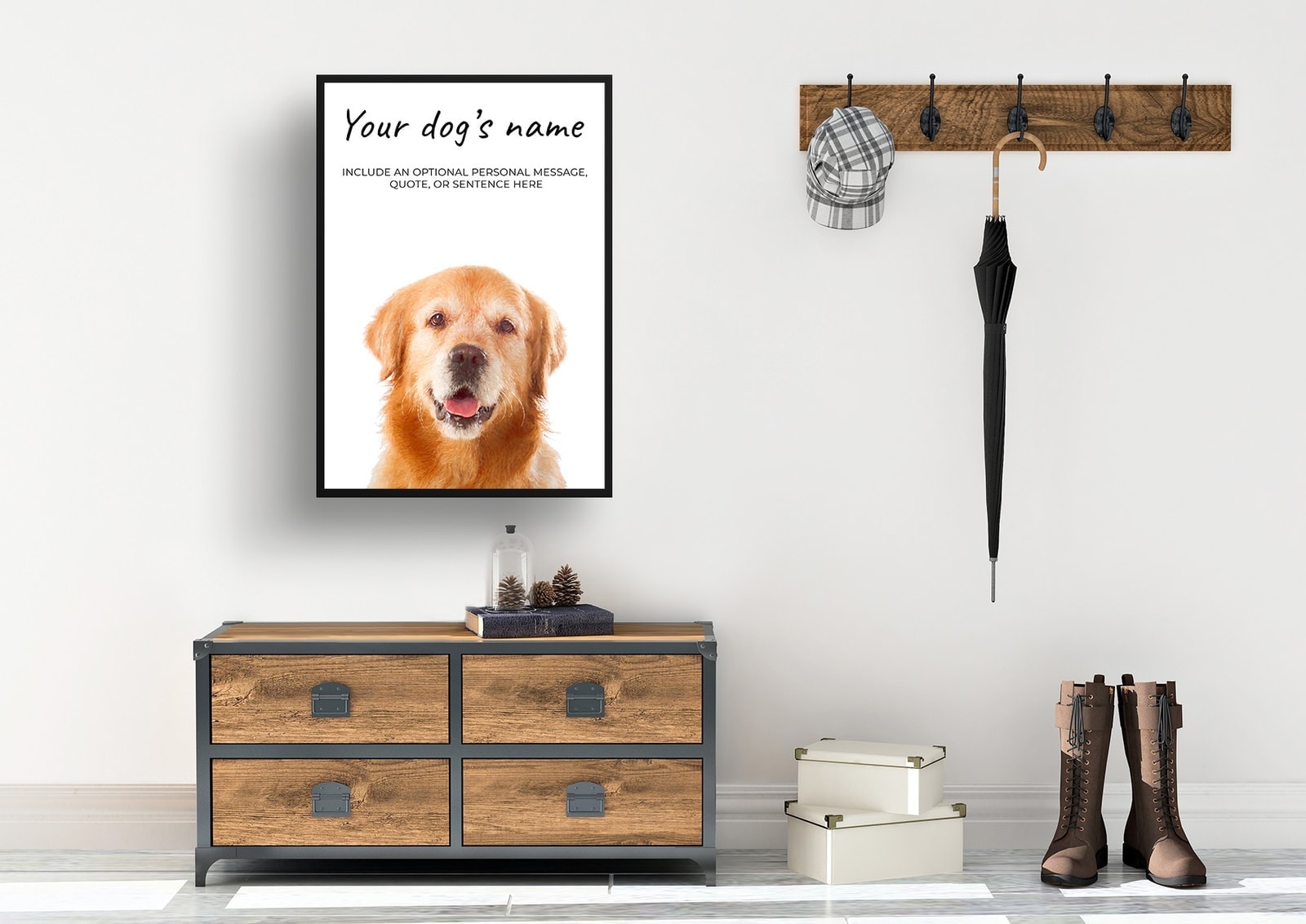 Golden Retriever personalised dog print painting. Framed & un-framed wall art 8 Golden Retriever personalised dog print painting. Framed & un-framed wall art - Image 6
