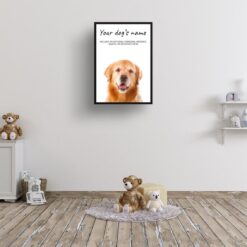 Golden Retriever personalised dog print painting. Framed & un-framed wall art 13 dog paintings prints labrador retriever kids room
