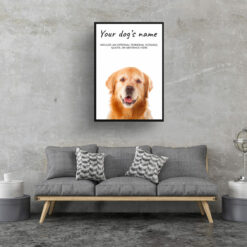 Golden Retriever personalised dog print painting. Framed & un-framed wall art 12 dog paintings prints labrador retriever living room