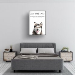 Malamute personalised dog print painting. Framed & un-framed wall art 9 dog paintings prints malamute bedroom