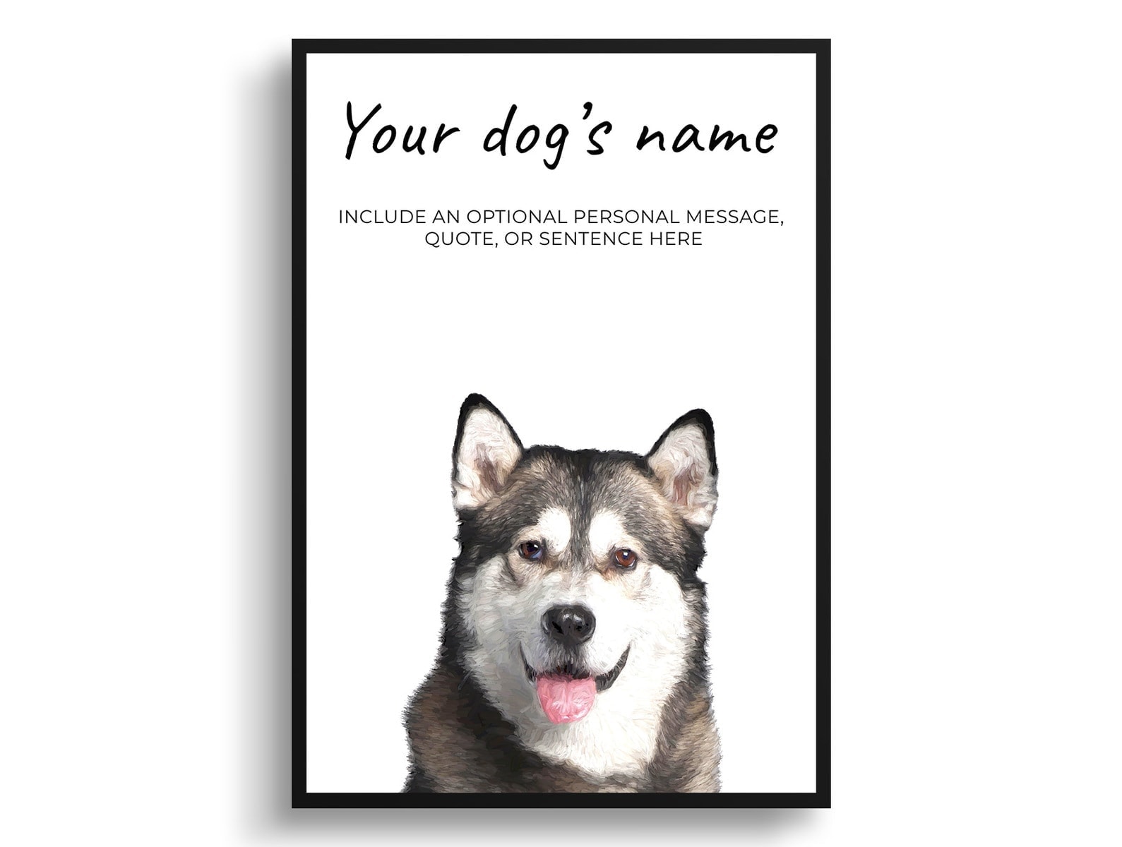 Malamute personalised dog print painting. Framed & un-framed wall art 2 Malamute personalised dog print painting. Framed & un-framed wall art