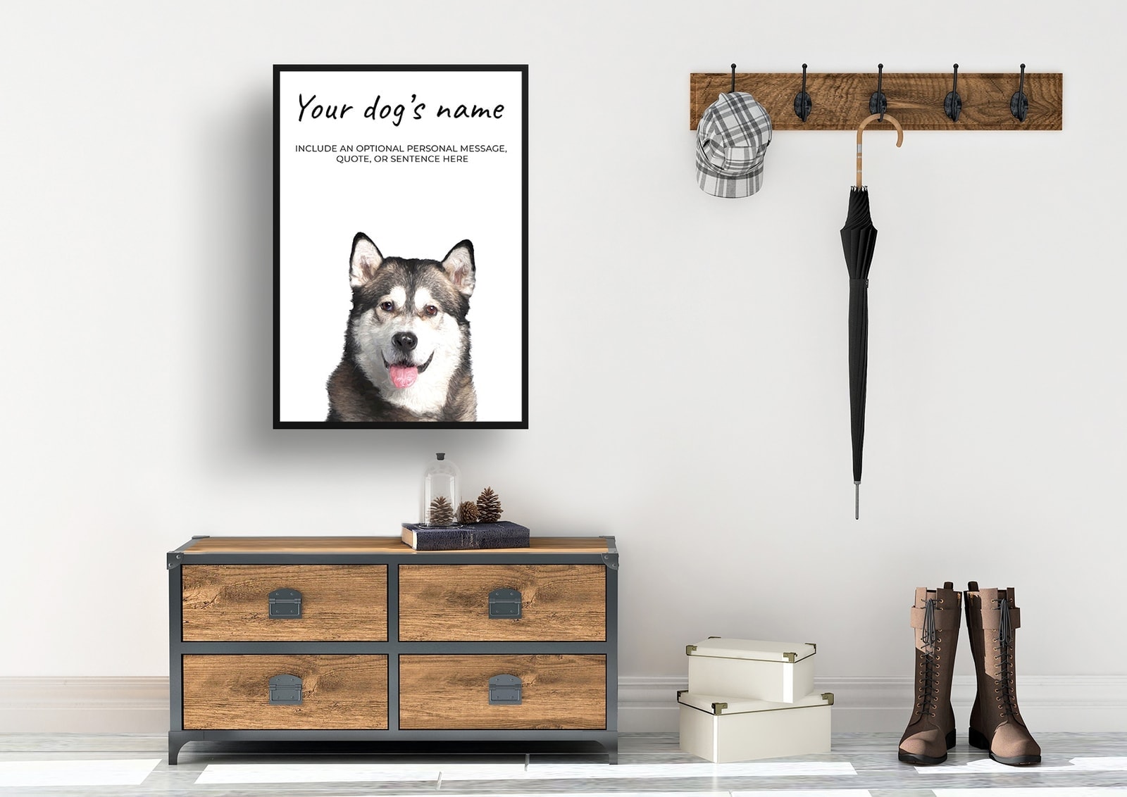 Malamute personalised dog print painting. Framed & un-framed wall art 4 Malamute personalised dog print painting. Framed & un-framed wall art - Image 3